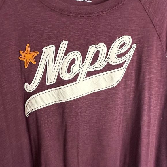 Torrid Women’s Nope Super Soft Slub Boat Neck Varsity Tee Size 2x Burgundy NWT - Picture 4 of 10